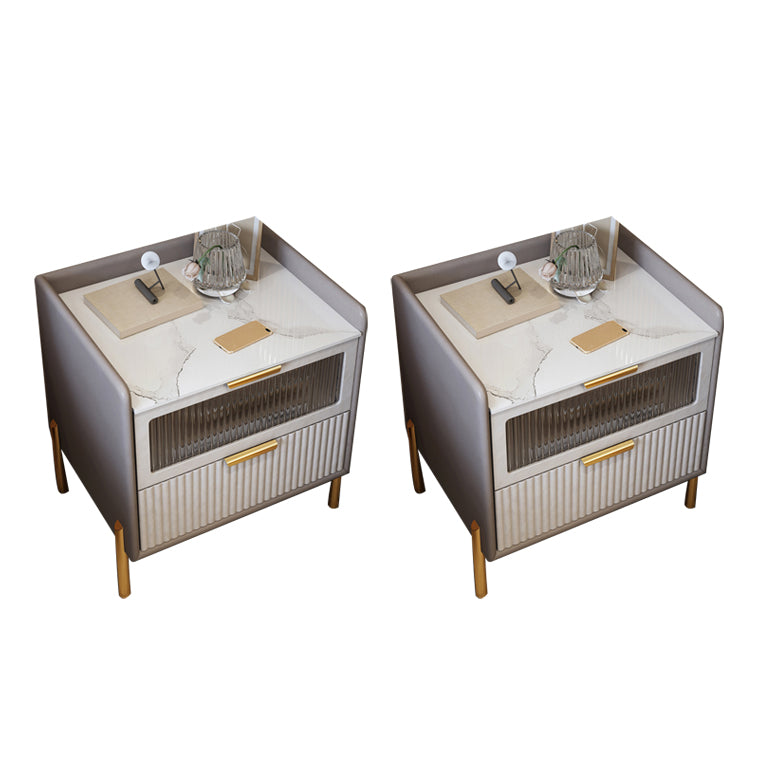 Glam Pine Wood Accent Table Nightstand Drawers Included with Legs