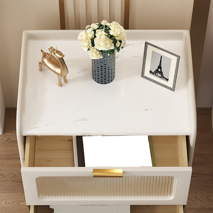 Glam Pine Wood Accent Table Nightstand Drawers Included with Legs