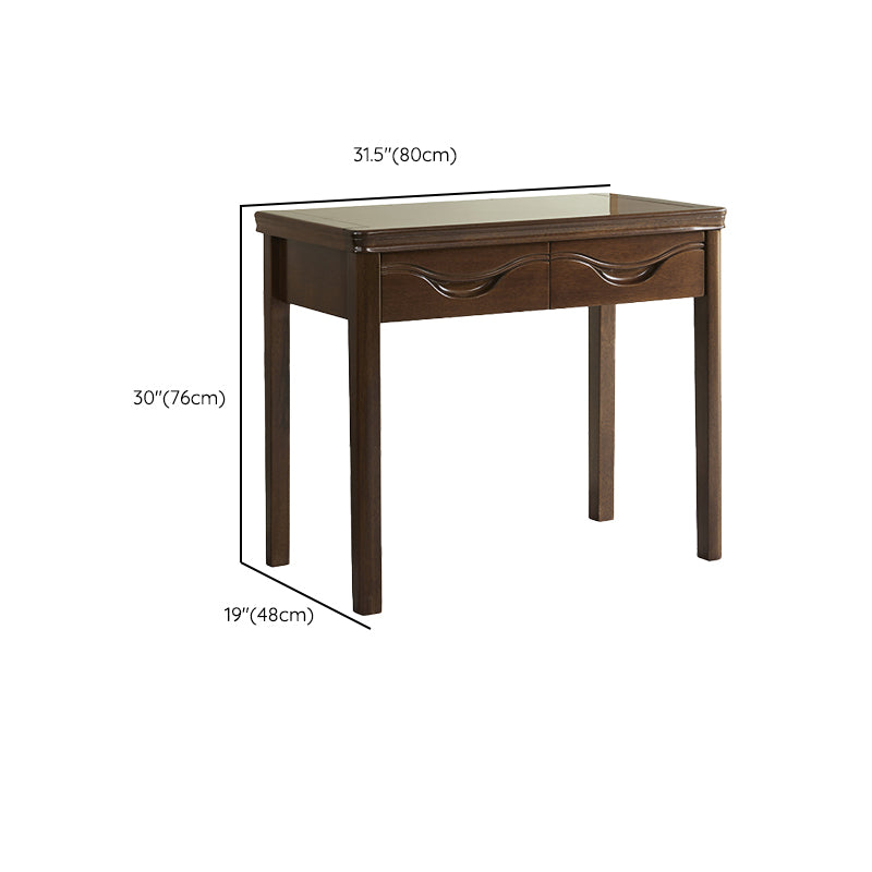 Solid Wood 2 Drawers Office Desk Bedroom Parsons Base Writing Desk