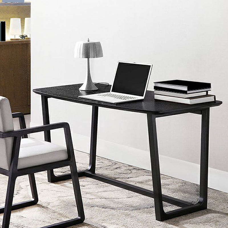 Contemporary Irregular Shaped Office Desk Wood Writing Desk in Black