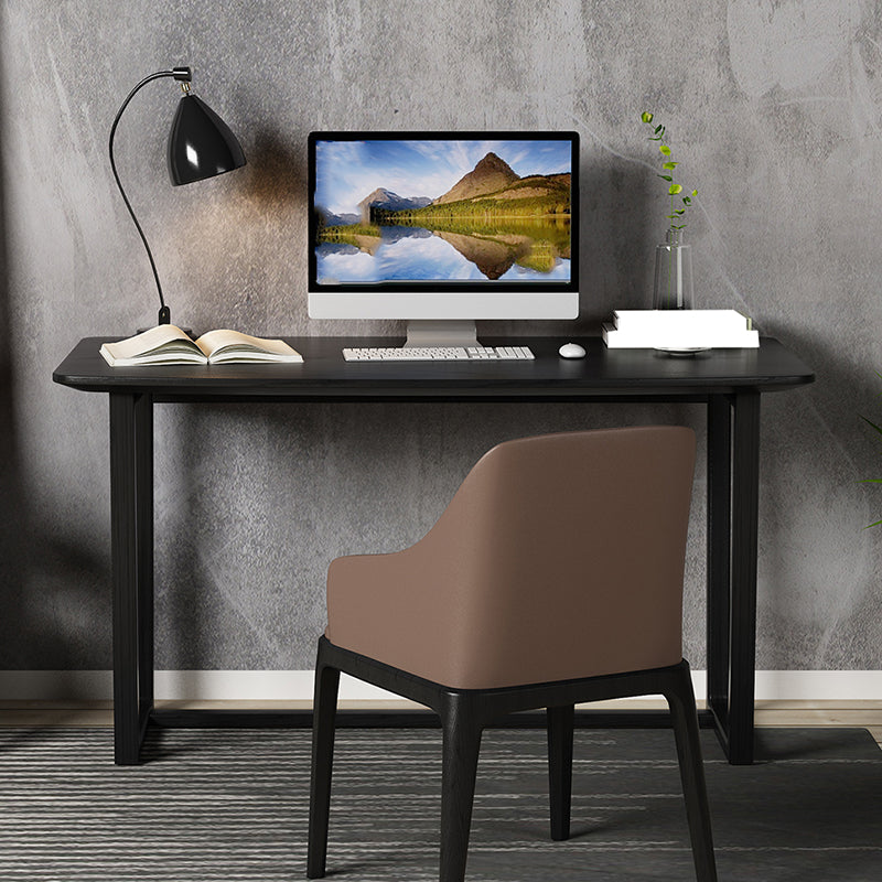 Contemporary Irregular Shaped Office Desk Wood Writing Desk in Black