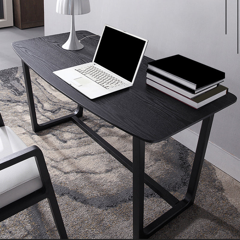 Contemporary Irregular Shaped Office Desk Wood Writing Desk in Black