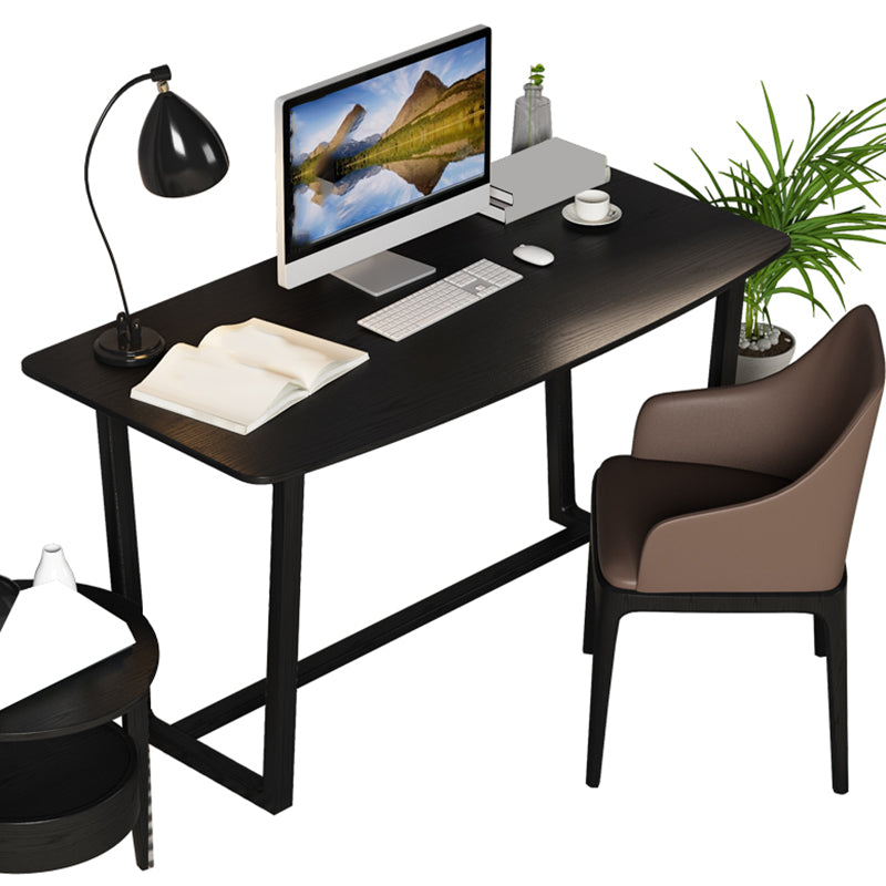 Contemporary Irregular Shaped Office Desk Wood Writing Desk in Black