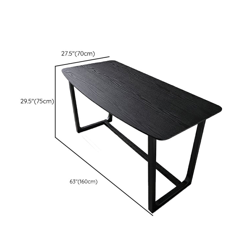 Contemporary Irregular Shaped Office Desk Wood Writing Desk in Black