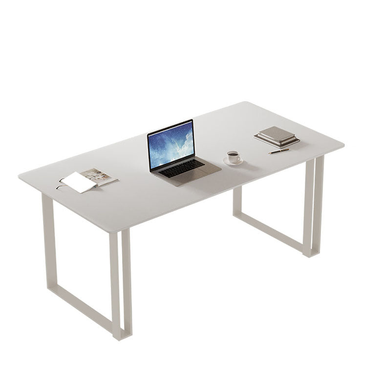 Rectangular Shaped Office Laptop Table Stone Writing Desk in White