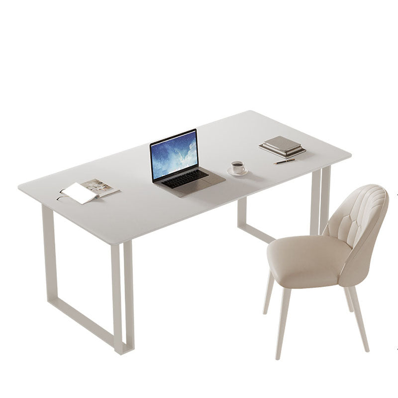 Rectangular Shaped Office Laptop Table Stone Writing Desk in White