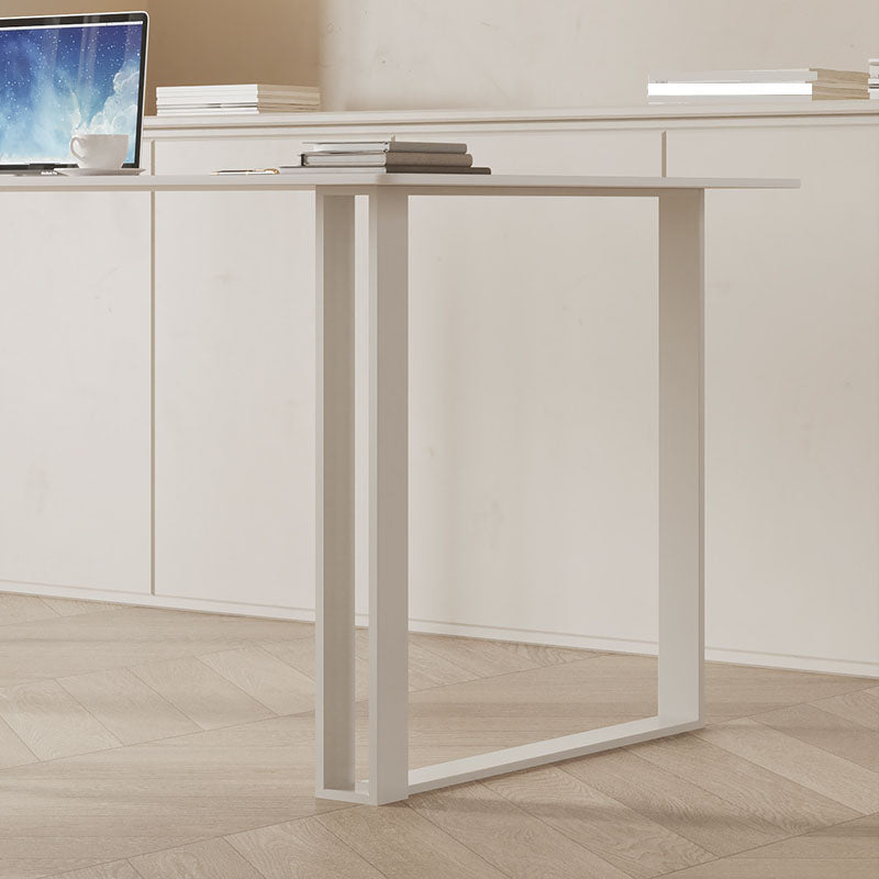 Rectangular Shaped Office Laptop Table Stone Writing Desk in White