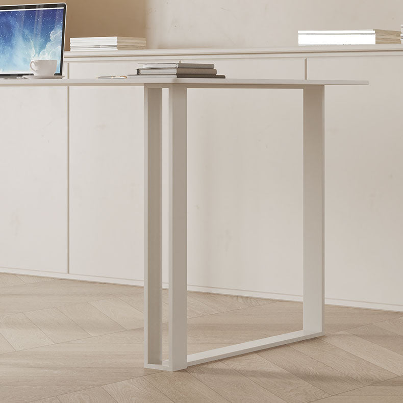 Rectangular Shaped Office Laptop Table Stone Writing Desk in White