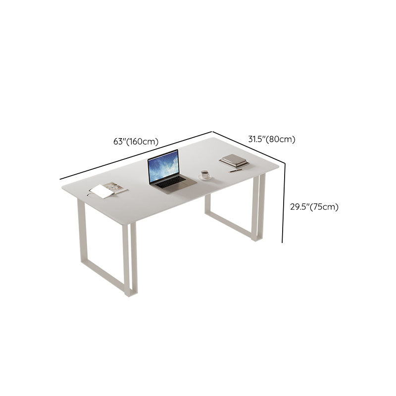 Rectangular Shaped Office Laptop Table Stone Writing Desk in White