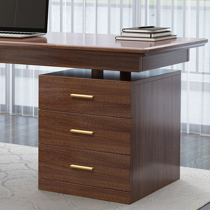 Walnut Brown Bedroom Computer Desk Modern Style Rectangular with 3 Drawers