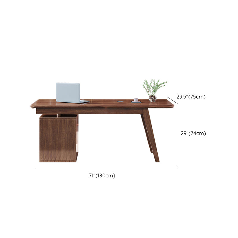 Walnut Brown Bedroom Computer Desk Modern Style Rectangular with 3 Drawers