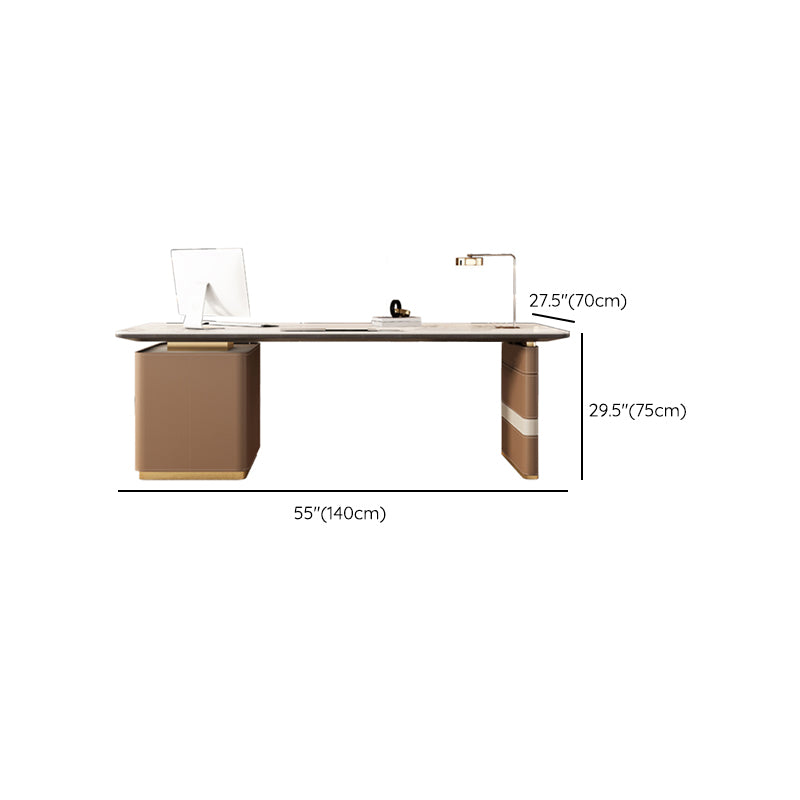 Rectangle Sintered Stone Top Office Desk Glam Style Writing Desk