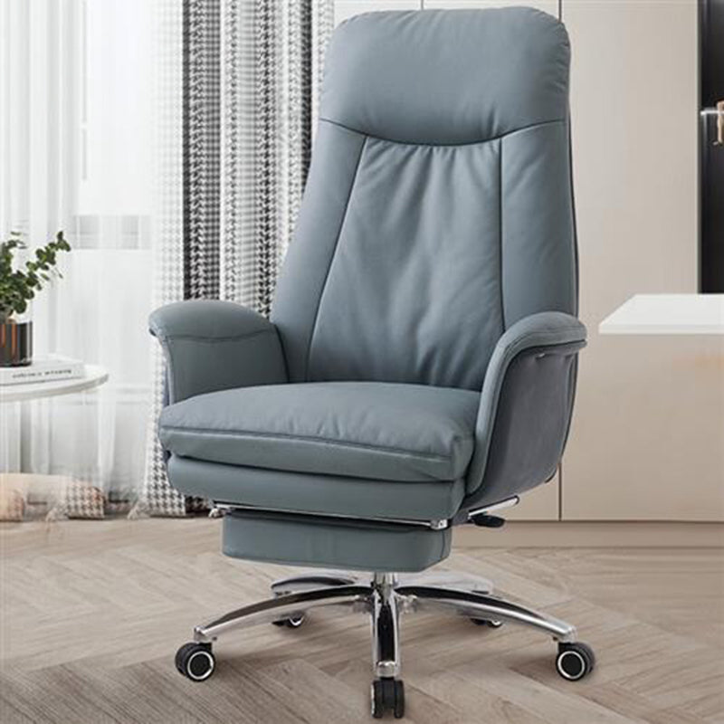 Modern Armless Office Chair Leather Tilt Mechanism Ergonomic Desk Chair with Wheels