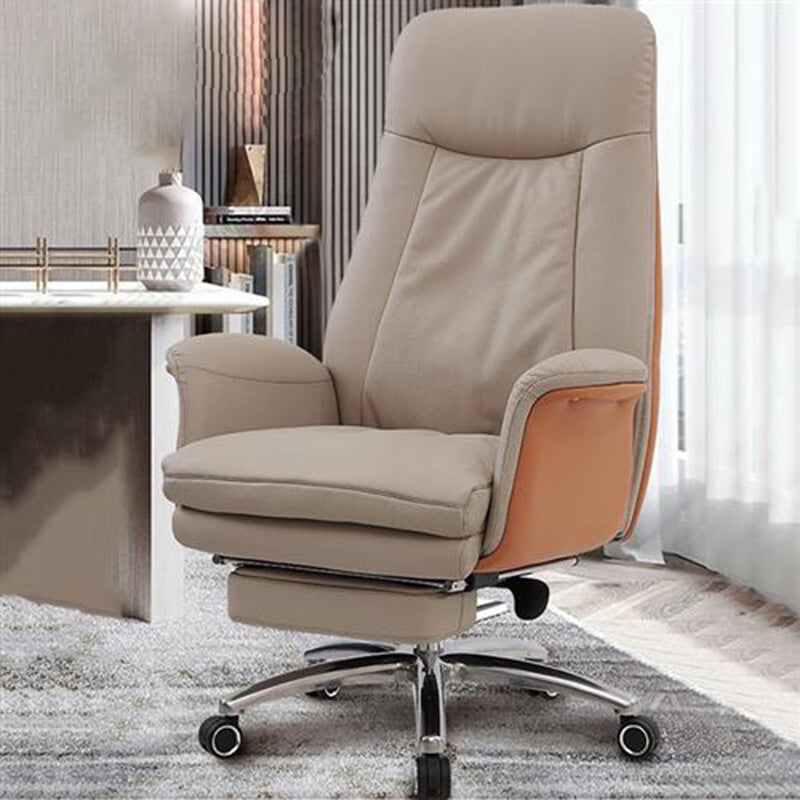 Modern Armless Office Chair Leather Tilt Mechanism Ergonomic Desk Chair with Wheels