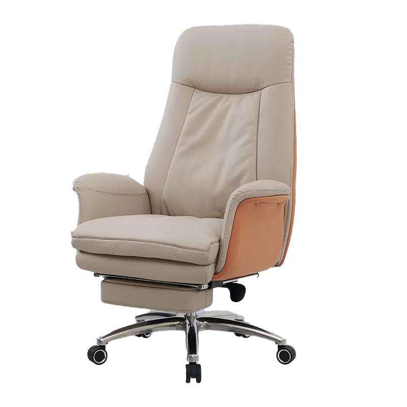 Modern Armless Office Chair Leather Tilt Mechanism Ergonomic Desk Chair with Wheels