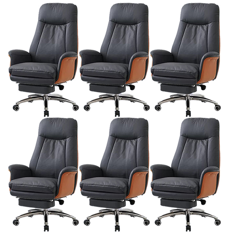 Modern Armless Office Chair Leather Tilt Mechanism Ergonomic Desk Chair with Wheels