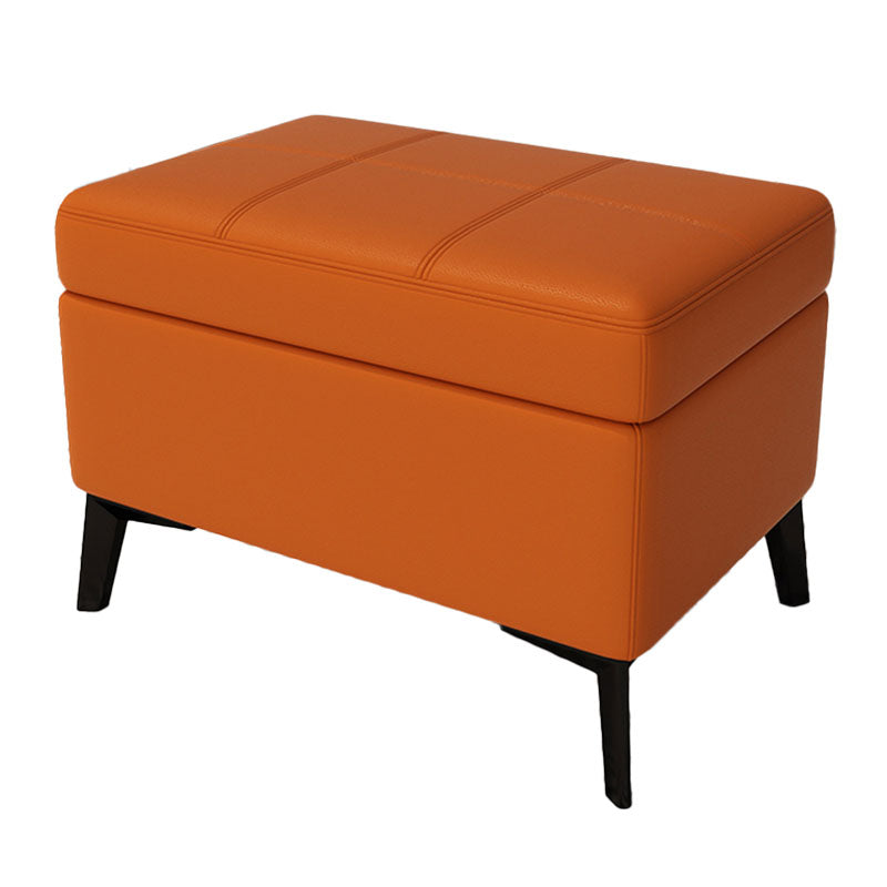 Modern Leather Storage Ottomans Rectangle Storage Ottomans with 4 Legs