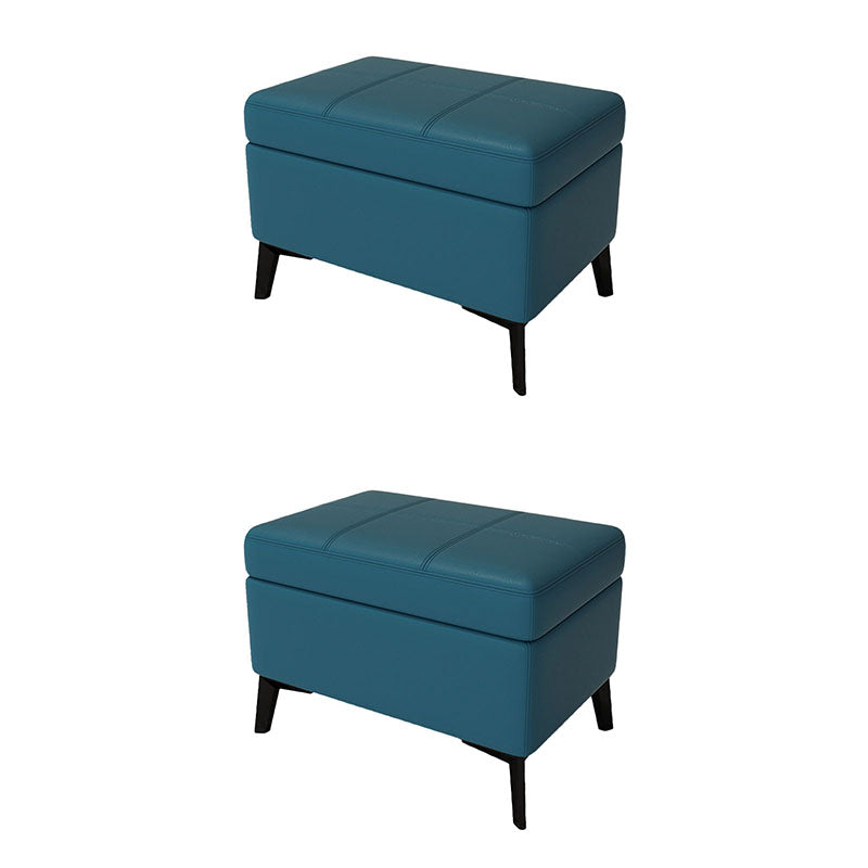 Modern Leather Storage Ottomans Rectangle Storage Ottomans with 4 Legs