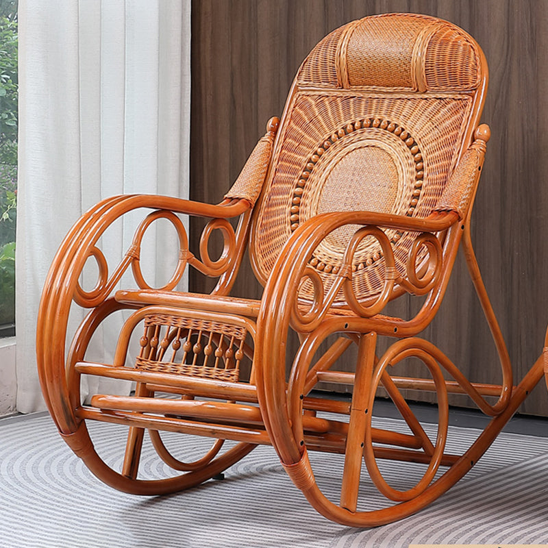 Traditional Rocking Chair Rattan Built-in Armrest Indoor Rocking Chair