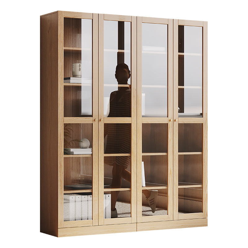 Storage Contemporary File Cabinet Solid Wood and Glass Frame Cabinet