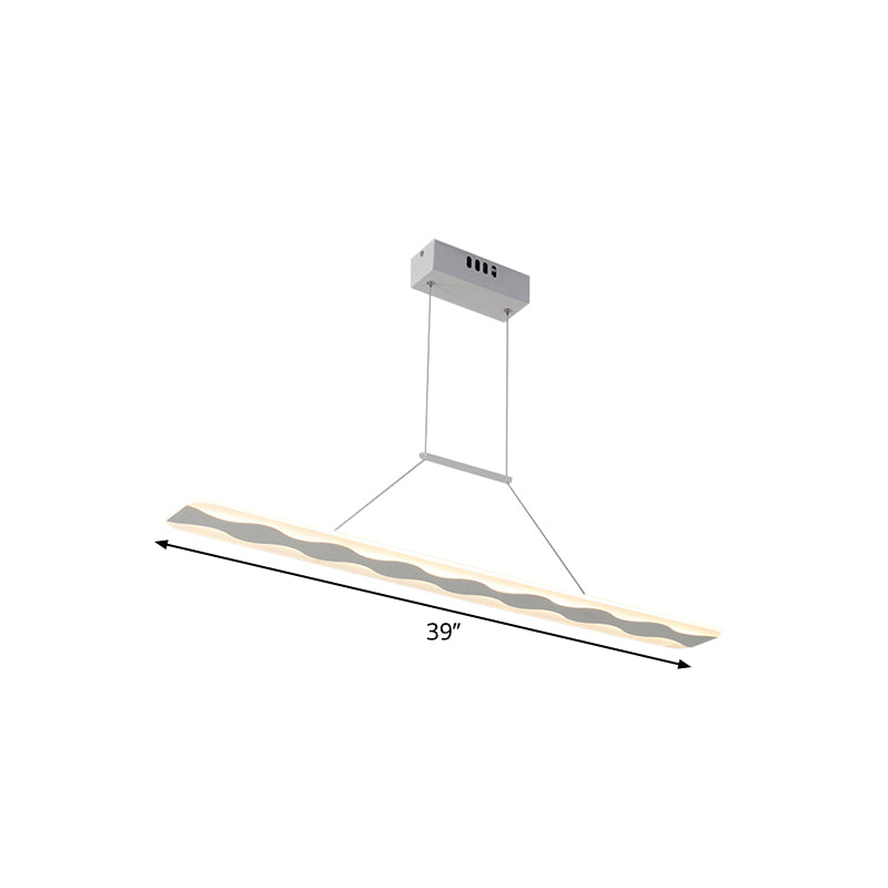 Linear Living Room Ceiling Light Acrylic LED Modern Hanging Pendant in Warm/White Light, 39"/47" Wide