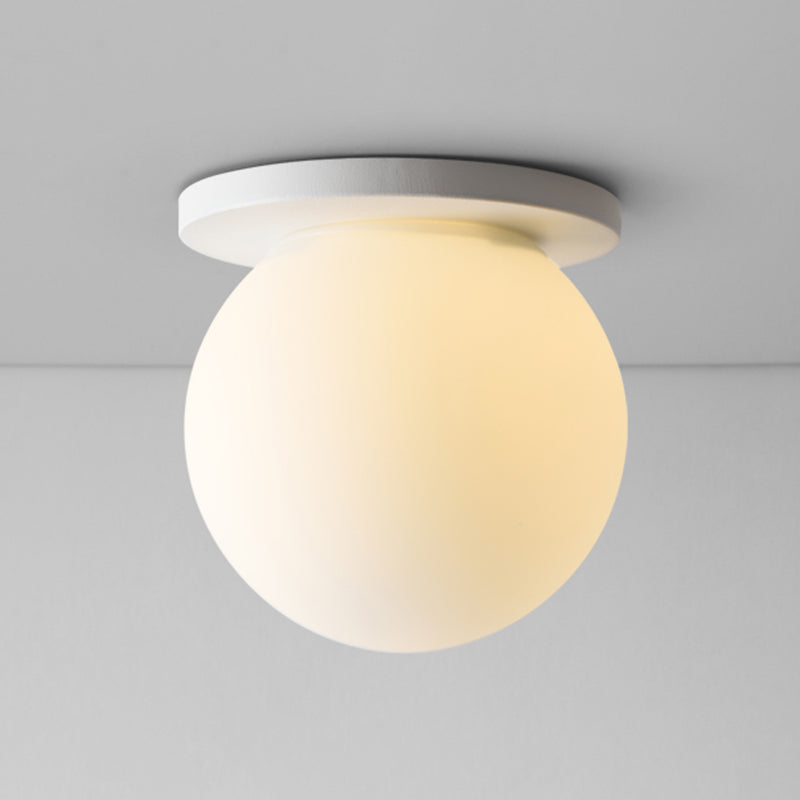 Nordic Ceiling Light Fixture Globe Glass Flush Mount in White for Corridor