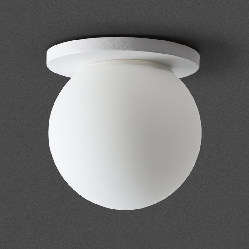 Nordic Ceiling Light Fixture Globe Glass Flush Mount in White for Corridor