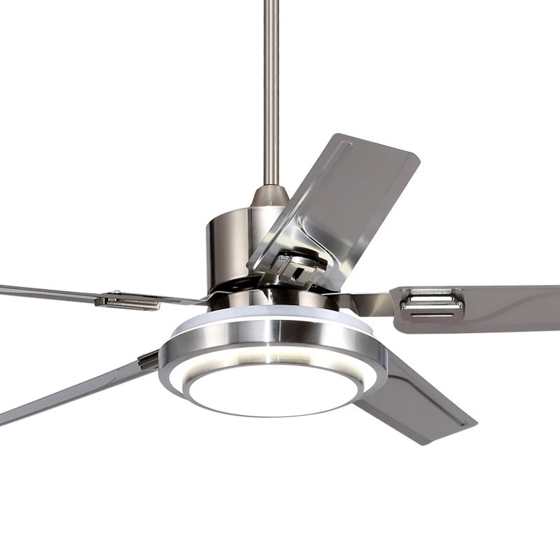 Modern 5-Blade Ceiling Fan Lighting with Stainless Steel for Dining Room