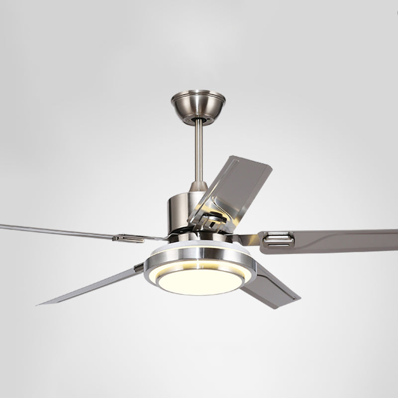 Modern 5-Blade Ceiling Fan Lighting with Stainless Steel for Dining Room