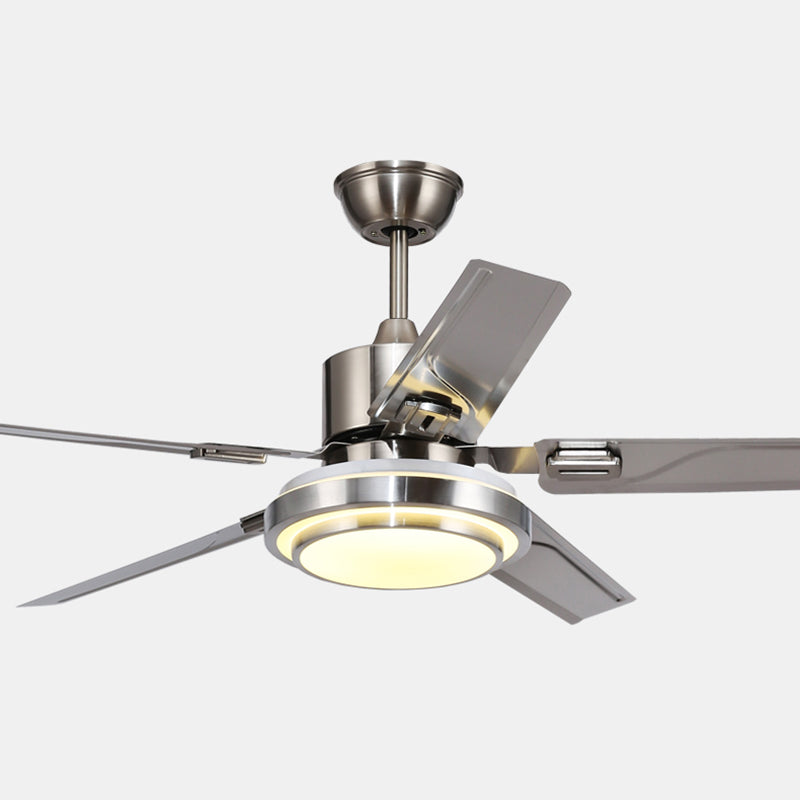 Modern 5-Blade Ceiling Fan Lighting with Stainless Steel for Dining Room