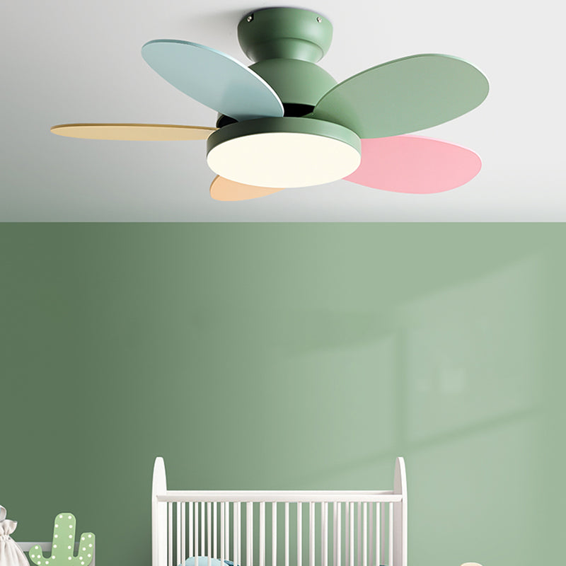 Modern 5-Blade Ceiling Fan Lighting with Metal for Child's Room