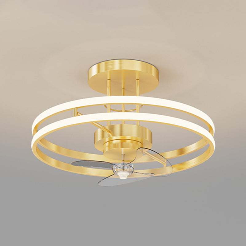 1/2/7-Light Golden Modernism LED Ceiling Fan Light for Dining Room