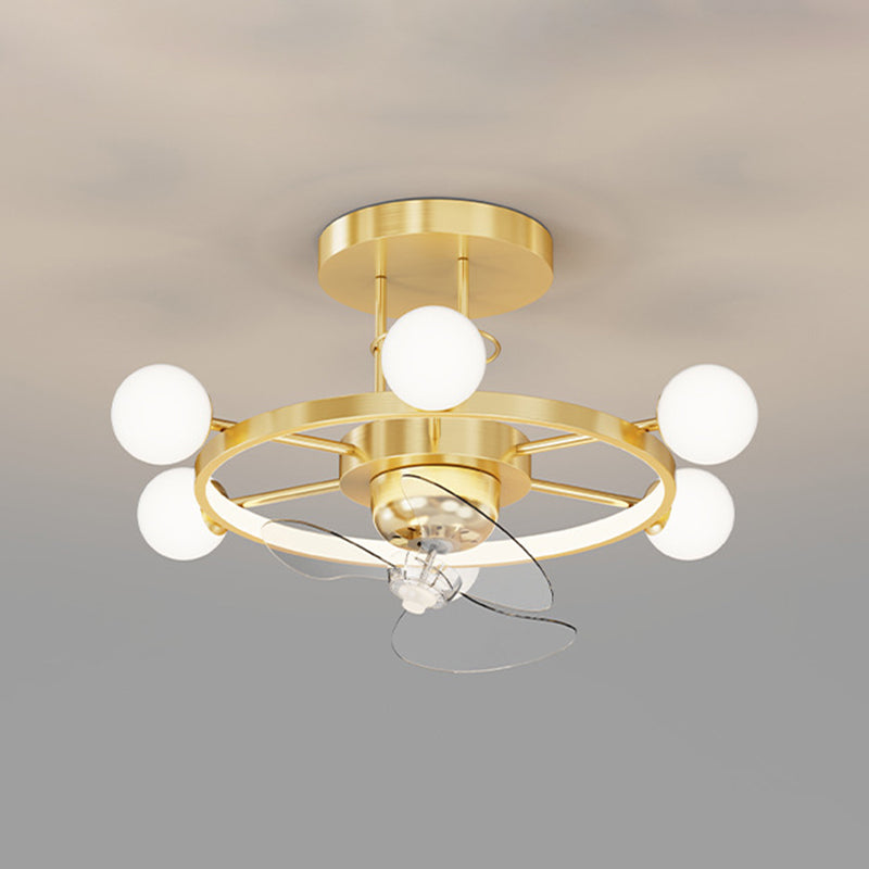 1/2/7-Light Golden Modernism LED Ceiling Fan Light for Dining Room