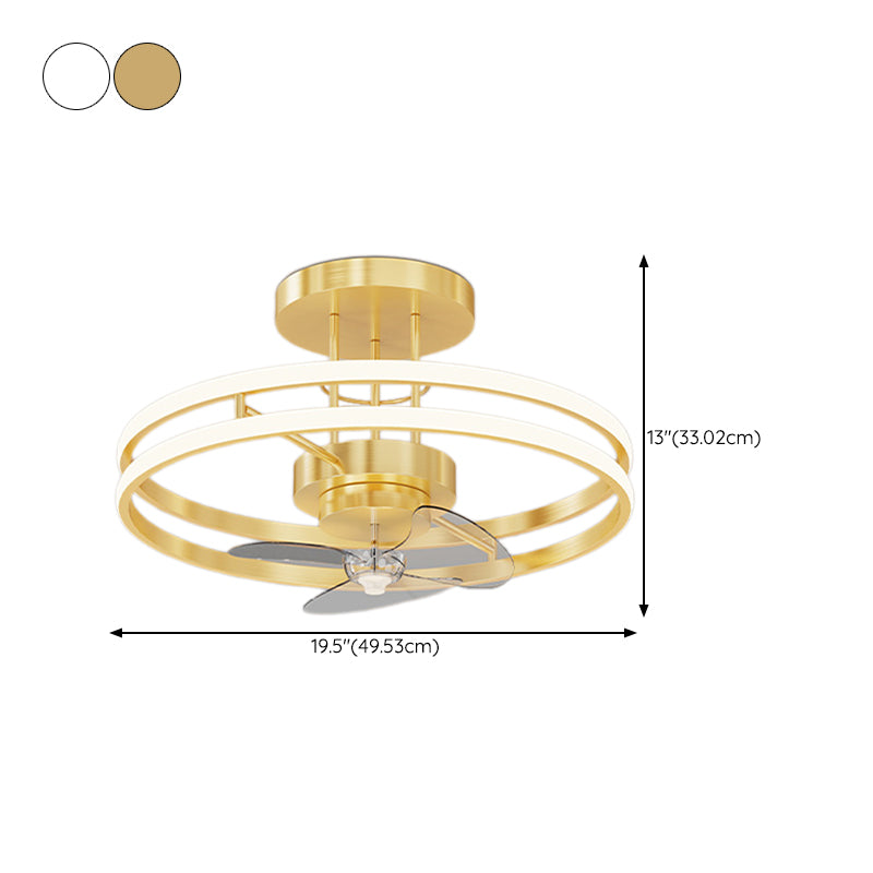 1/2/7-Light Golden Modernism LED Ceiling Fan Light for Dining Room