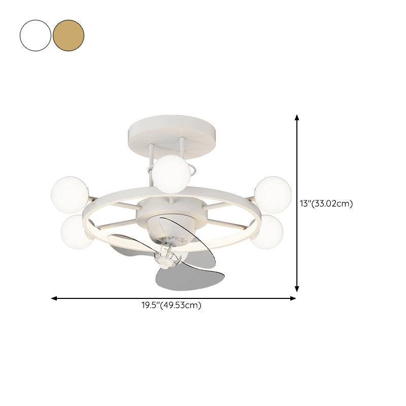 1/2/7-Light Golden Modernism LED Ceiling Fan Light for Dining Room