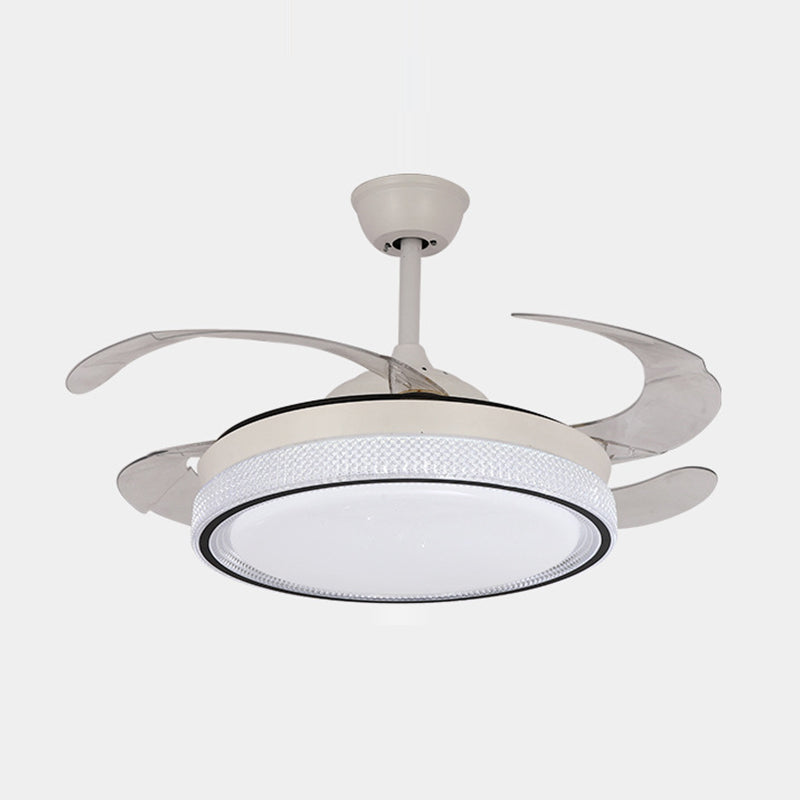 Contemporary Fan Ceiling Fixture in White Finish LED Ceiling Fan