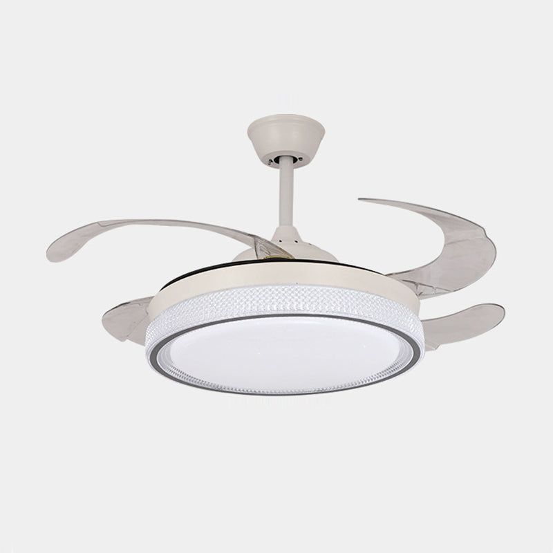 Contemporary Fan Ceiling Fixture in White Finish LED Ceiling Fan