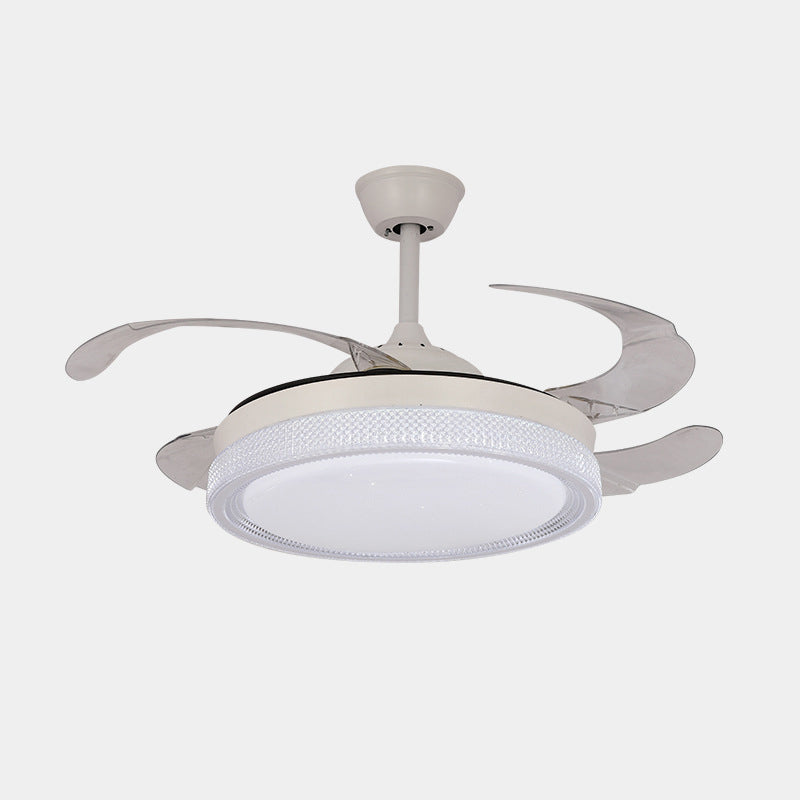 Contemporary Fan Ceiling Fixture in White Finish LED Ceiling Fan