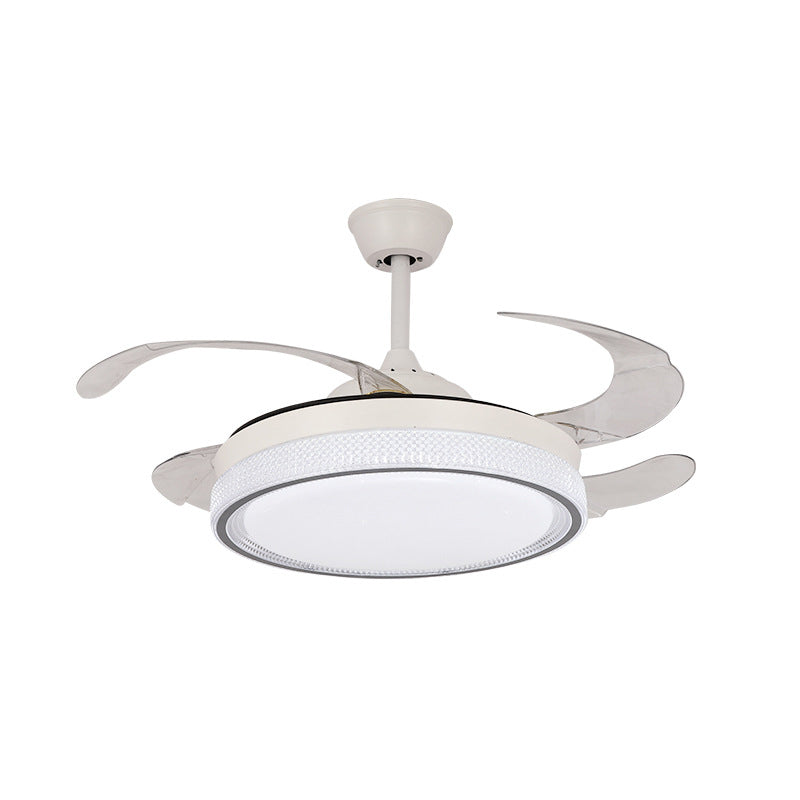 Contemporary Fan Ceiling Fixture in White Finish LED Ceiling Fan