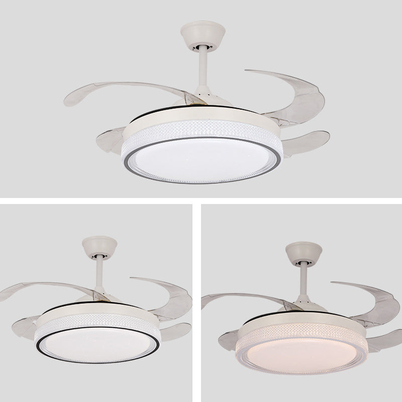 Contemporary Fan Ceiling Fixture in White Finish LED Ceiling Fan