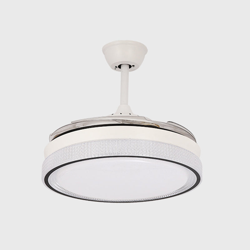 Contemporary Fan Ceiling Fixture in White Finish LED Ceiling Fan