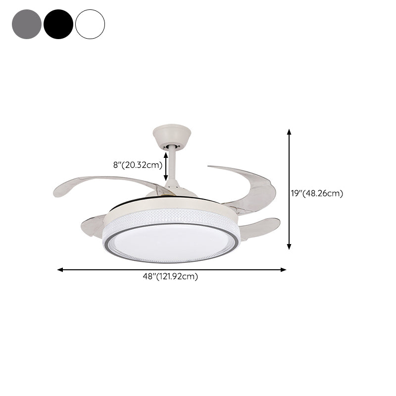 Contemporary Fan Ceiling Fixture in White Finish LED Ceiling Fan