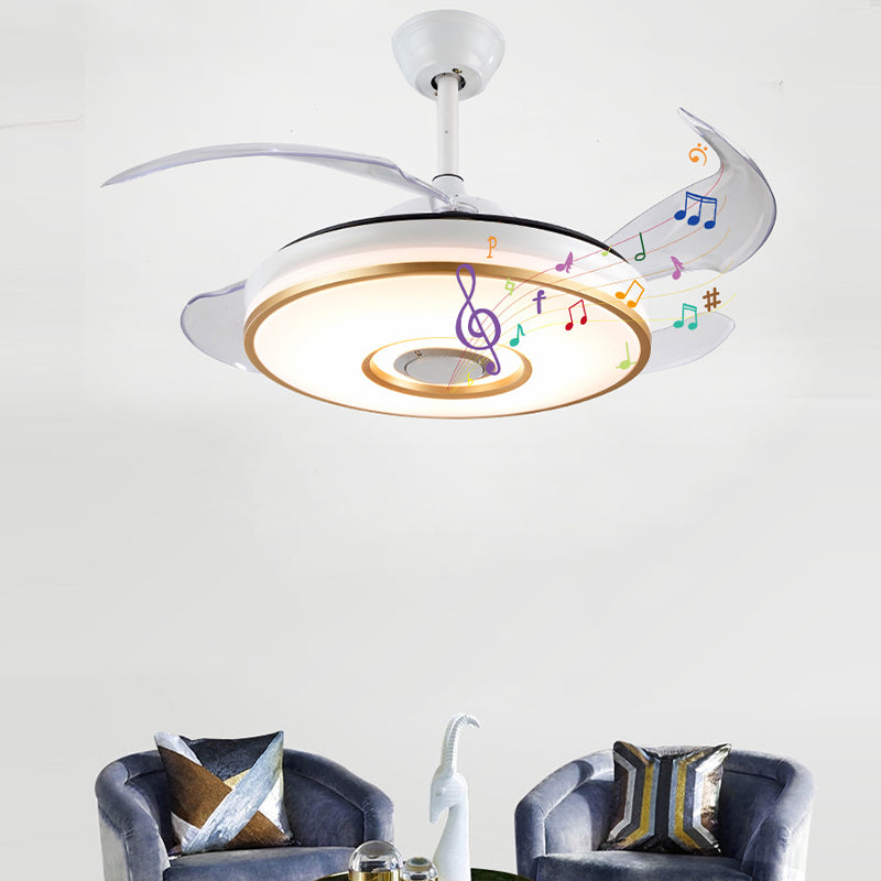 White and Gold Ceiling Fan Light Metal & Acrylic Fan Ceiling Fixture