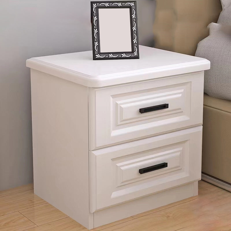 Scandinavian Drawers Included Accent Table Nightstand in White Wood