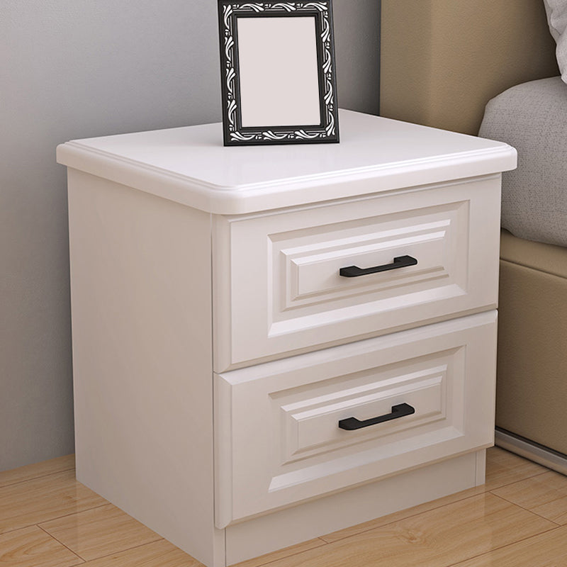 Scandinavian Drawers Included Accent Table Nightstand in White Wood