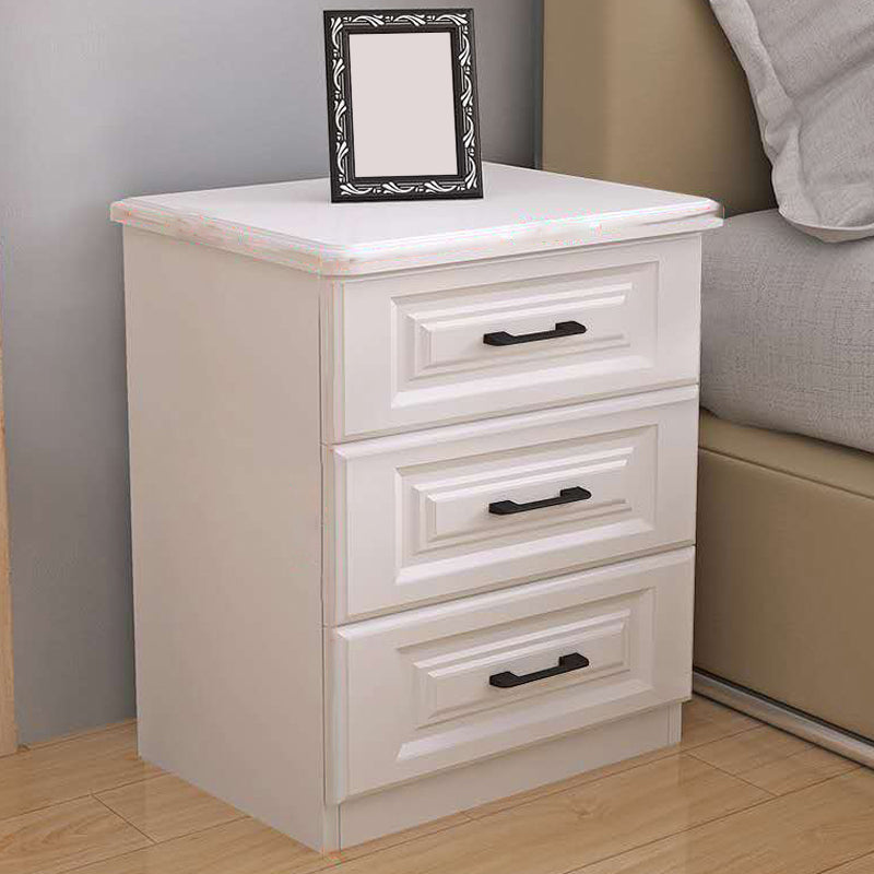 Scandinavian Drawers Included Accent Table Nightstand in White Wood