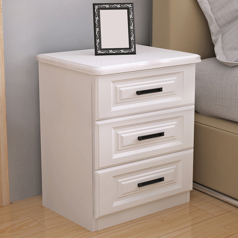 Scandinavian Drawers Included Accent Table Nightstand in White Wood