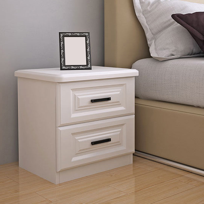 Scandinavian Drawers Included Accent Table Nightstand in White Wood