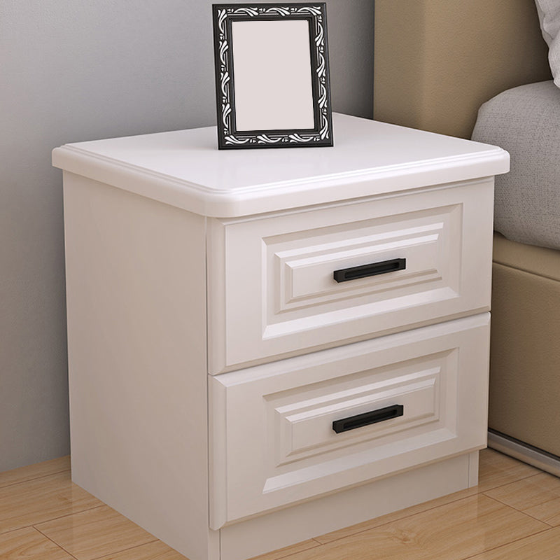 Scandinavian Drawers Included Accent Table Nightstand in White Wood