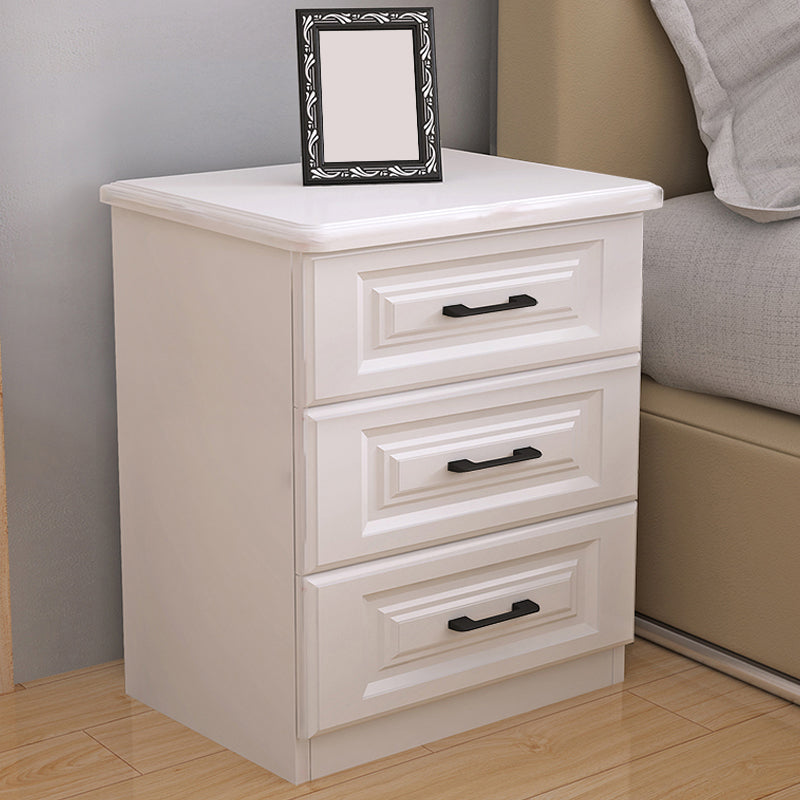 Scandinavian Drawers Included Accent Table Nightstand in White Wood